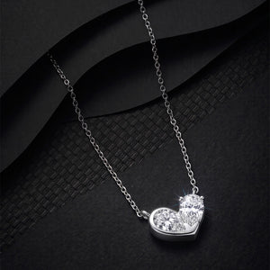 Dual Pear Moissanite Heart Pendant Necklace