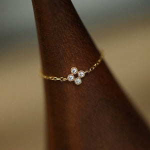 Four-Leaf Clover Slide Chain Adjustable Ring