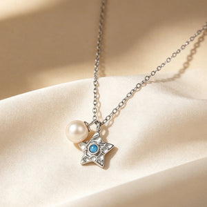 Celestial Turquoise Star Pearl Charm Necklace