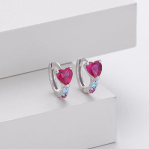 Dainty Heart CZ Accent Huggie Hoop Earrings
