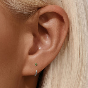 Minimalist Mini Gemstone Open Hoop Earrings