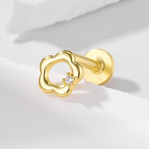 Tiny Hollow Flower CZ Cartilage Stud Earrings
