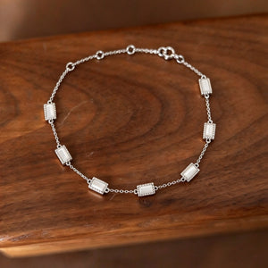 White Mother of Pearl Milgrain Station Bracelet