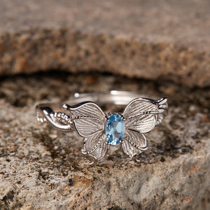 Butterfly Blue Topaz Textured Twist Open Ring