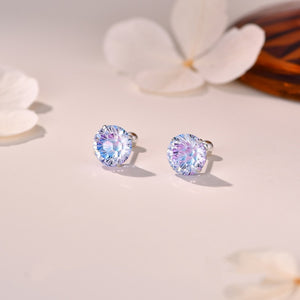 Multicolor Firework Cut CZ Stud Earrings
