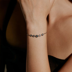 Dainty Round Bezel Moissanite Chain Bracelet