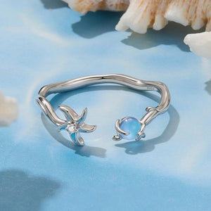 Starfish Opal Marine Wavy Stacking Open Ring