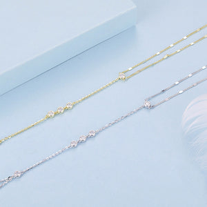Tiny Sequin Station Hand Chain Ring Bracelet