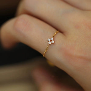Four-Leaf Clover Slide Chain Adjustable Ring