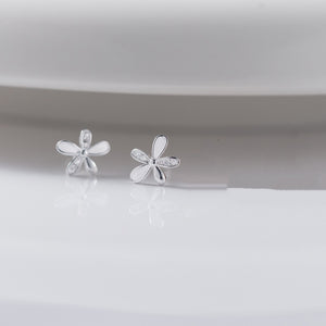 Tiny Flower White Enamel Petal Stud Earrings