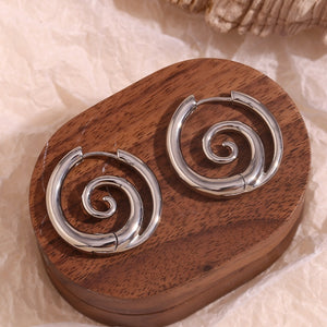 Minimalist Swirl Spiral Huggie Hoop Earrings
