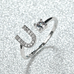 Initial Letter Adjustable Stacking Ring