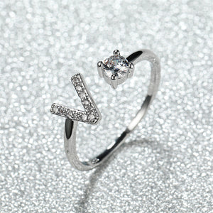 Initial Letter Adjustable Stacking Ring