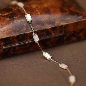 White Mother of Pearl Milgrain Station Bracelet