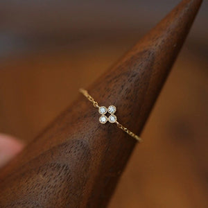 Four-Leaf Clover Slide Chain Adjustable Ring