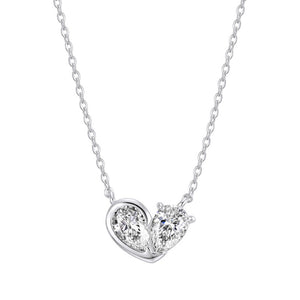 Dual Pear Moissanite Heart Pendant Necklace