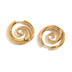 Minimalist Swirl Spiral Huggie Hoop Earrings