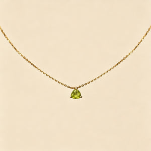 Tiny Olive Green Trillion CZ Pendant Necklace