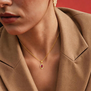 Pear Crystal Marquise Frame Charm Necklace