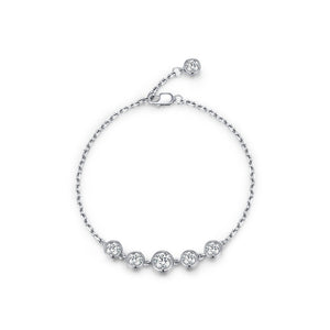 Dainty Round Bezel Moissanite Chain Bracelet