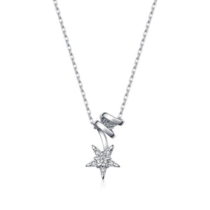 Moissanite Star Twist Ribbon Charm Necklace