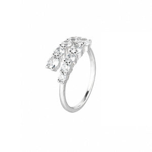 Double Row Graduated CZ Bypass Open Ring