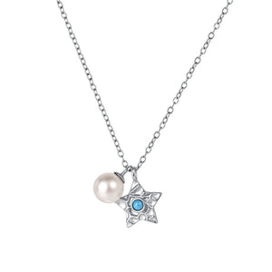 Celestial Turquoise Star Pearl Charm Necklace