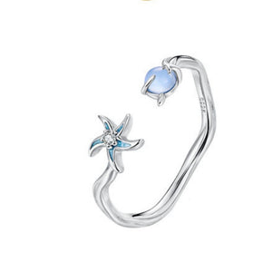 Starfish Opal Marine Wavy Stacking Open Ring