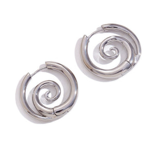 Minimalist Swirl Spiral Huggie Hoop Earrings