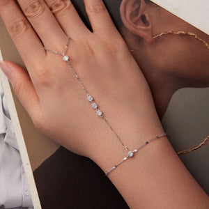 Tiny Sequin Station Hand Chain Ring Bracelet