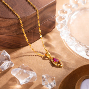 Pear Crystal Marquise Frame Charm Necklace