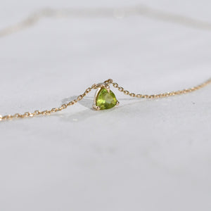 Tiny Olive Green Trillion CZ Pendant Necklace