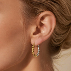 Graduated Ball Bead Horseshoe Hoop Earrings