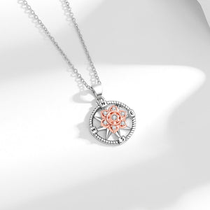 Spinner Floral Compass CZ Pendant Necklace