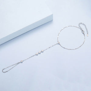 Tiny Sequin Station Hand Chain Ring Bracelet