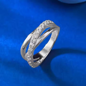 Intertwined Pave Crisscross Twist Band Ring