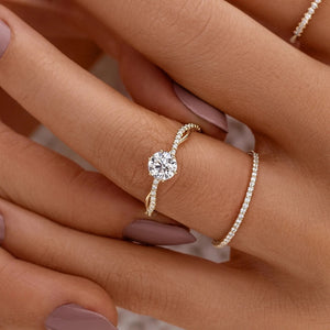 Solitaire Infinity Twist Pave Stacking Band Ring