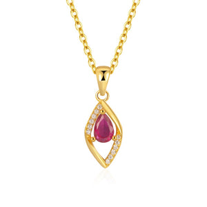 Pear Crystal Marquise Frame Charm Necklace