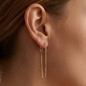 Minimalist Box Chain Loop Threader Earrings