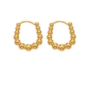 Graduated Ball Bead Horseshoe Hoop Earrings