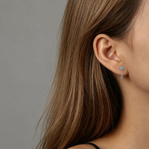 Turquoise Beaded Dangle Chain Stud Earrings