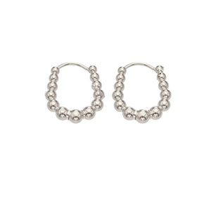 Graduated Ball Bead Horseshoe Hoop Earrings
