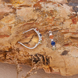 Triple Fancy Gemstone Huggie Hoop Earrings