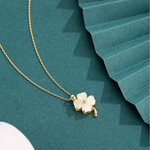 Hetian Jade Four-Leaf Clover Charm Necklace