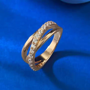 Intertwined Pave Crisscross Twist Band Ring