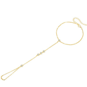 Tiny Sequin Station Hand Chain Ring Bracelet