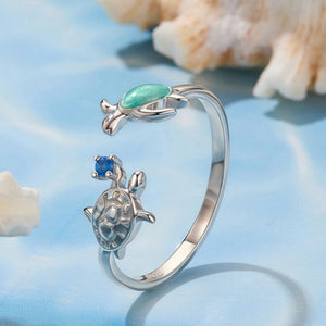 Sea Turtle Enamel Marine Stacking Open Ring