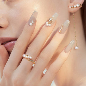 Four Gradient Pearls Adjustable Open Ring