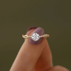 Solitaire Infinity Twist Pave Stacking Band Ring