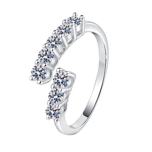 Eight-Stone Moissanite Bypass Open Ring